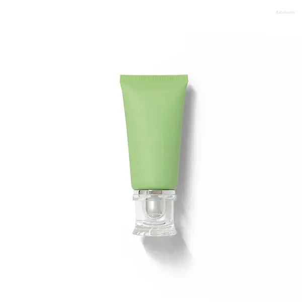 Botellas de almacenamiento Botella exprimidora verde de lujo Manguera de loción de viaje Contenedores de embalaje de crema vacíos Tubo suave cosmético recargable 50 ml 50 unids / lote