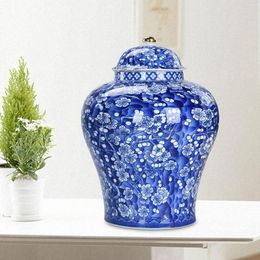 Opbergflessen Mandarijn Pruim Porseleinen Vaas Gemberpot Tempelblauw En Uw Decoratief Klassiek Huisstuk Geglazuurd