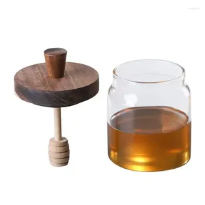 Opslagflessen Mason Jar glas honingfles met houten roerende staafverpakking kleine container kan