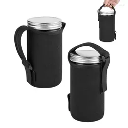 Bouteilles de rangement manche de support de pot maçon 2pcs Bouteille noire pliable en néoprène pour tasses