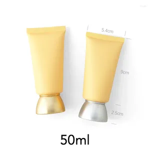 Opslagflessen Mat Geel Plastic 50g Lege Knijpfles 50ml Hervulbare Cosmetica Container Make-up Crème Bodylotion Zachte Buis