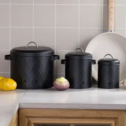 Bouteilles de rangement Mesh Bodet de conservation des fruits à légumes avec couvercle Potate oignon pot à l'ail en noir