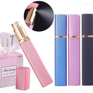 Bouteilles de stockage boîtier en métal bouteille de Parfum carrée buse en aluminium vaporisateur rechargeable Parfum cosmétique récipient en verre 10 ml