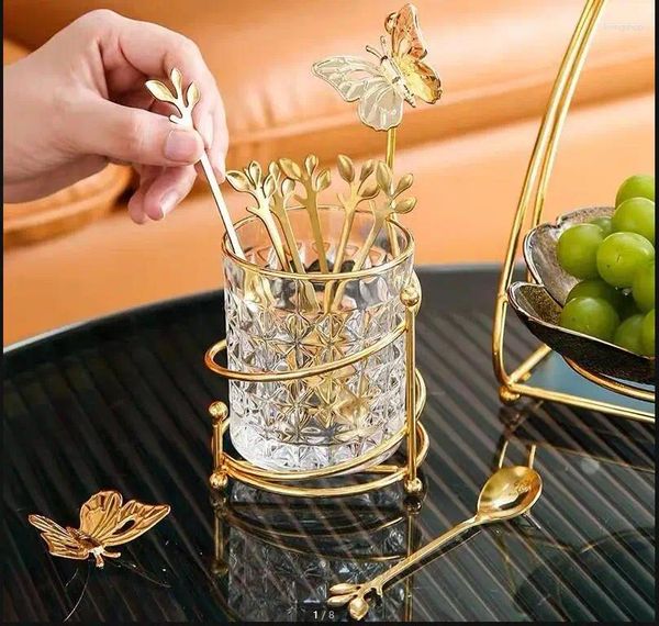 Bouteilles de rangement pot en verre en métal cuillère