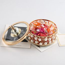 Bouteilles de stockage métal creux boîte à bijoux perle ronde pot de bonbons conteneur de bureau décoration de la maison conteneurs alimentaires jetables