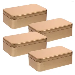 Bouteilles de rangement Box en étain en métal Conteneur cadeau vide rectangulaire avec cavis de biscuits à biscuits