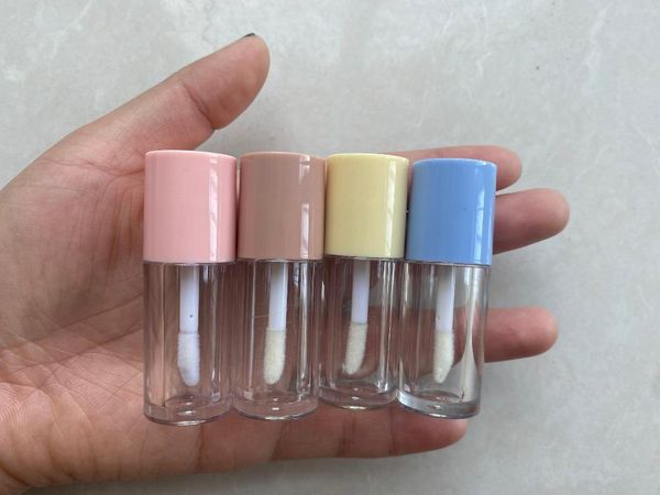 Botellas de almacenamiento, Mini tubo de brillo de labios de 2ml con varita, tapa rosa, azul y amarilla, 50/100 Uds., botella vacía transparente para brillo de labios, contenedor cosmético de maquillaje