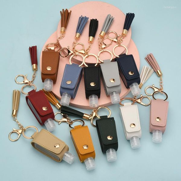 Bouteilles de stockage Mini cuir désinfectant pour les mains bouteille porte-clés sac petit pendentif Portable en gros