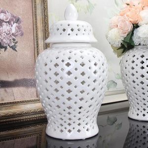 Bouteilles de rangement blanches, pot de gingembre en céramique moderne, Vase de fleurs en porcelaine à collectionner