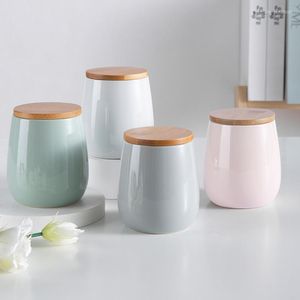 Opslagflessen moderne minimalistische keramische houten deksel verzegelde pot keukenbenodigdheden diverse granen koffie thee eten
