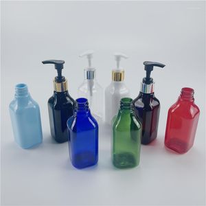 Bouteilles de stockage multicolore 200ML X 25 bouteille carrée en plastique avec distributeur de pompe à Lotion en aluminium anodisé shampooing cosmétiques