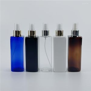 Opslag Flessen Multicolor 250 ML X 25 Lege Plastic Vierkant Met Goud Zilver Kraag Spray Pomp Cosmetica Parfum Containers sproeier