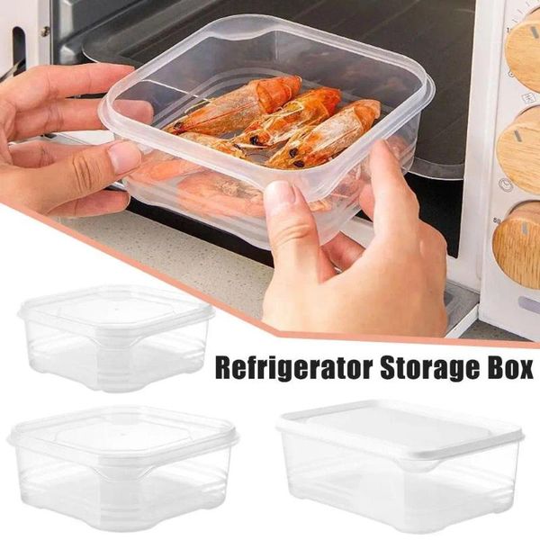 Bouteilles de rangement Boîte de bouletage de réfrigérateur ménage multifonctionnel avec couvercle alimentaire en plastique plus frais rectangulaire scellé crisphe b0w0