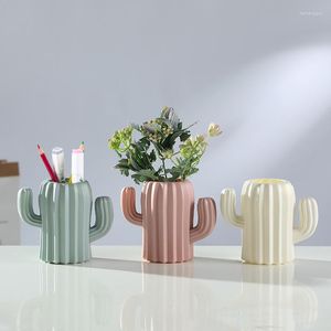 Bouteilles De Stockage Nordic Cactus Vases Moderne Fleur Vase Pots Maison Décoration Intérieure En Pot Succulent En Plastique PE Plante Porte-Stylo Décoratif