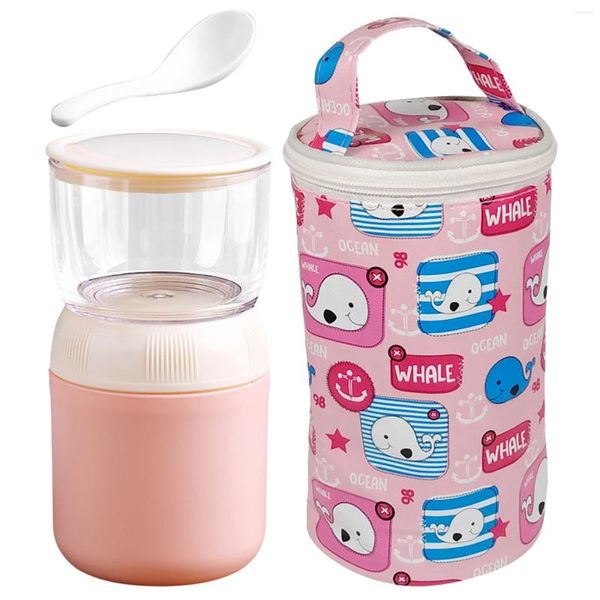 Bouteilles de stockage Employés de bureau avec cuillère 2 en 1 700 ml PP Voyage étanche Enfants Muesli Mug Conteneur de yaourt à l'avoine Sac portable à emporter