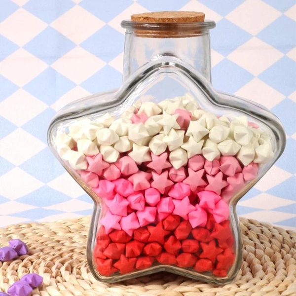 Bouteilles de rangement Origami Star Bottle Cover Mots en verre Souhaitant les récipients CELLOPHANE Mini Cork