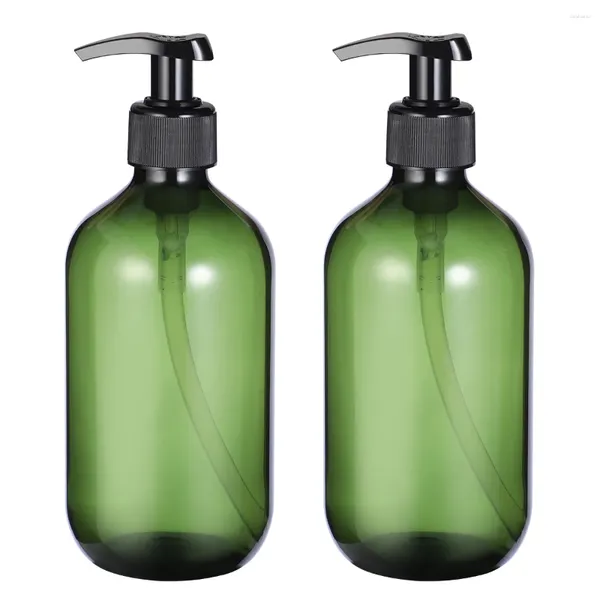 Botellas de almacenamiento OUNona 2pcs 500ml champú vacío opaco versátil botella de bomba recipiente de goteo de goteo dispensador de jabón de mano (verde)