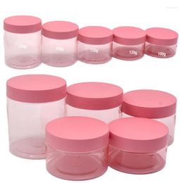 Opslagflessen Verpakking Lege Clear Pink Plastic Jar Pet Cosmetic Cover 100G 120G 150G 200G 250G Draagbare hervulbare container 24 -stuks 24 -stuks