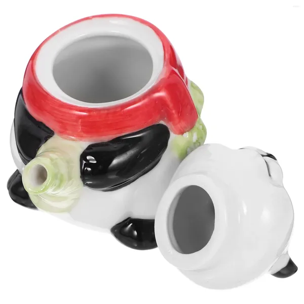 Bouteilles de stockage distributeur de sauce soja en forme de Panda pot de versement de vinaigre en céramique Portable bouteille d'huile de Restaurant avec couvercle