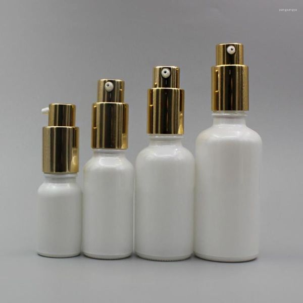 Botellas de almacenamiento Pearl White Oval Lotion Bottle vacío 20 ml con oro/plata/tapa de bomba negra al por mayor