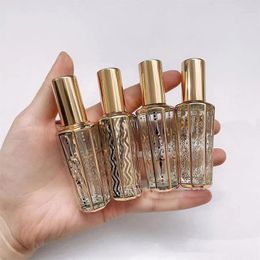 Bouteilles de rangement bouteille de parfum 1pc 15 ml de verre transparent pulvérisation en verre or argent vide vide d'échantillon cosmétique récipient élégant ultra brouillard pulvérisateur