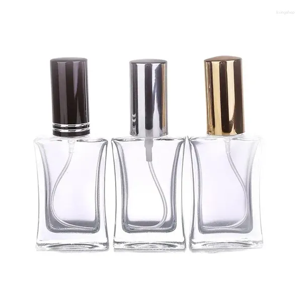 Bouteilles de rangement Parfum Bouteille Verre Spray 30 ml 15pcs Plat carré d'atomiseur transparent Dispensateur de brume de brume