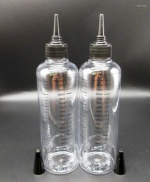 Bouteilles de rangement PET 230 ml bouteille liquide avec torsion de graduation à capuchon d'impression en soie pour gel capillaire 400cs / lot