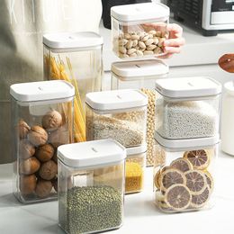 Bouteilles de stockage PET Food Jar Nut Spice Grain Box avec couvercles Lock Sealed Tank Distributeur de céréales étanche Conteneur Articles de cuisine