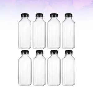 Bouteilles de rangement en plastique animal contenants vides avec bouchons de couvercles boisson boisson bouteille de bouteille de bouteille (bouchons noirs)