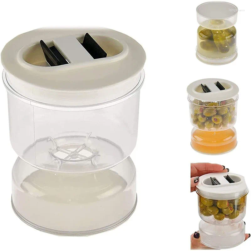 Lagringsflaskor Pickle Jar with Siler Flip Leak Proof Juice Separator Container för Olives Gherkins