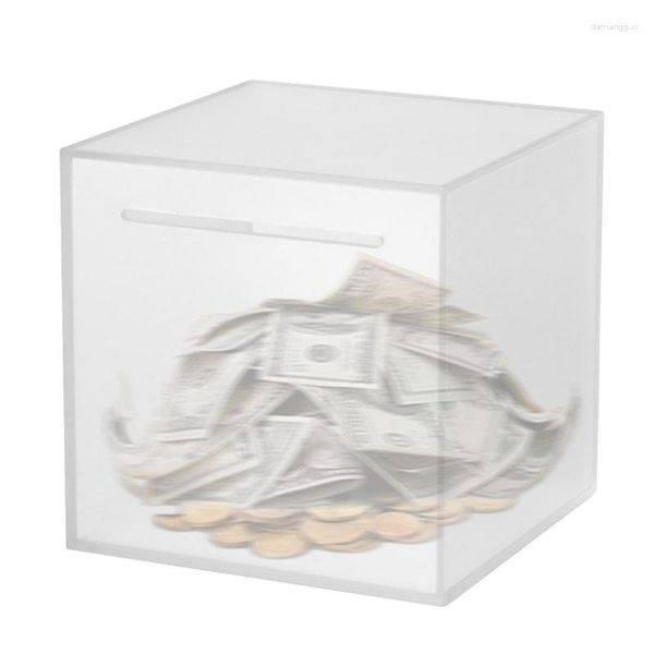 Bouteilles de rangement Piggy Bank peignez votre propre boîte d'argent pour un pot d'épargne-cadeau en espèces et des pièces de monnaie acrylique givrée