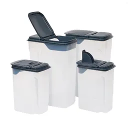 Bouteilles de rangement distributeur en plastique transparent avec couvercle gris foncé idéal pour organiser et stocker de grands sacs de croustilles de céréales