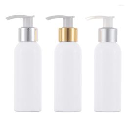 Opslagflessen plastic lege navulbare witte fles ronde schouder pet 100 ml lotion pomp verpakking container cosmetische shampoo 30 stcs