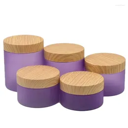 Bouteilles de rangement en plastique Crème de visage bouteille grostée violet pots vides 100g 120g 150g 200g 250g Emballage cosmétique Refillable Pots 25pcs