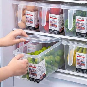 Botellas de almacenamiento Cocina de plástico Recoger contenedor Transparente Refrigerador grande Caja de almacenamiento Sellado Crisper Frutas y verduras Grandes
