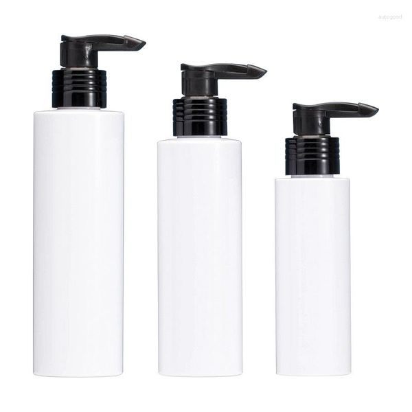 Bouteilles de stockage Bouteille de lotion en plastique Pince à pompe noire 100 ml 150 ml 200 ml 5 oz Vide rond blanc PET Récipient d'emballage cosmétique rechargeable