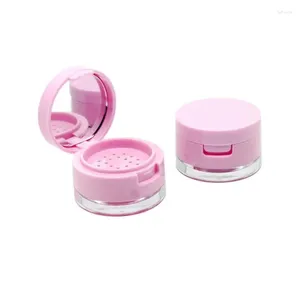 Bouteilles de rangement en plastique rose flip boot coque en poudre cosmétique Jar lâche vide portable avec miroir thermos 20pcs
