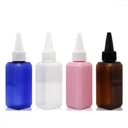 Bouteilles de rangement bouteille rechargeable en plastique 50 ml marron rose bleu carré carré carré vide d'emballage cosmétique Émulsion Essence Essence