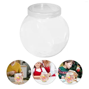 Bouteilles de stockage en plastique, pots de bonbons avec couvercle, biscuits transparents (1500ml) (couvercle blanc), 3 pièces