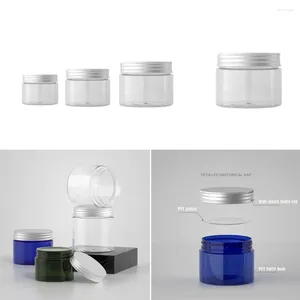 Bouteilles de rangement en plastique transparent transparent en aluminium Jar pot de maquillage vide rechargeable échantillon de voyage face à crème