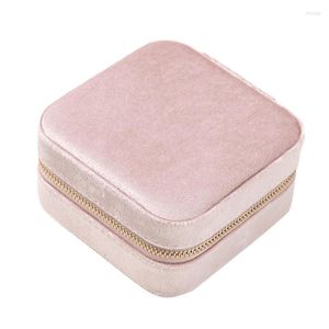 Bouteilles de rangement Boîte à bijoux de voyage en peluche Organisateur Étui en velours Petit pour les femmes