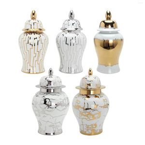 Botellas de almacenamiento Porcelana Cerámica Ginger Jar Temple Flower Plants Holder