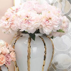 Botellas de almacenamiento tarro de jengibre de porcelana accesorios decorativos florero de cerámica esmaltada para dormitorio hogar bodas arreglo Floral escritorio