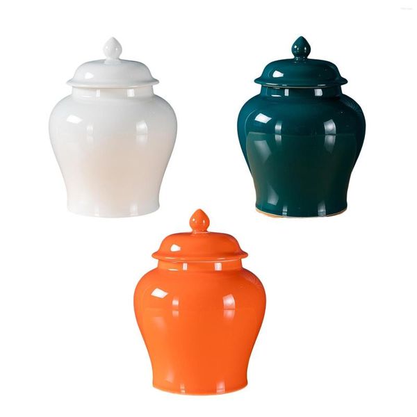Garrafas de armazenamento Frascos de gengibre de porcelana Jar Canister de chá pode arranjo floral templo