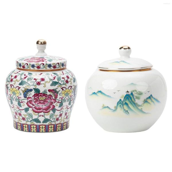 Bouteilles De Stockage Boîte À Thé En Porcelaine Pièce Maîtresse Arrangement Floral Pot Peut Céramique Gingembre Décoratif Fleur Vase Décor À La Maison