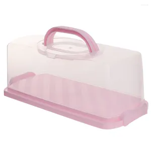 Bouteilles de stockage Boîte à pain portable avec couvercle transparent Gâteaux de pain en plastique Poignée de conteneur Gardien rectangulaire