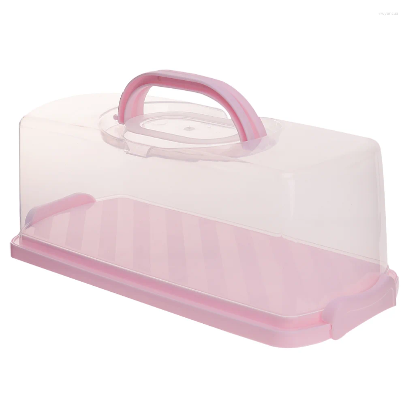 Depolama Şişeleri Taşınabilir ekmek kutusu ile açık kapak plastik somun kek kabı konteyner sapı dikdörtgen kaleci