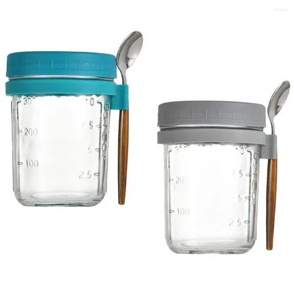 Bouteilles de stockage Portable petit déjeuner tasse petits récipients en verre couvercles pratique céréale extérieur porte-yaourt