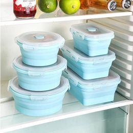 Bouteilles de rangement portables Crisper Things utiles pour l'organisation de la cuisine Pliant Silicone à lunch Box accessoires en plastique Organisateur à la maison