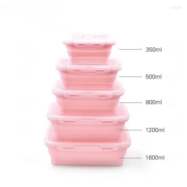 Botellas de almacenamiento Crisper portátil Cosas útiles para accesorios de cocina Caja de almuerzo de silicona plegable Organización organizadora de plástico